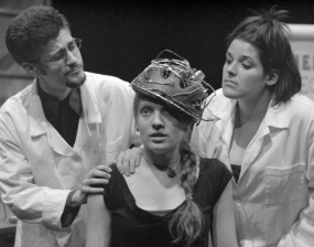 Seann Murray, Zita Nyarady, and Jennifer Roberge-Renaud in “A Dog! A Panic in a Pagoda” 2005 One Act by Jill Connell (photo: Stephen Moss)