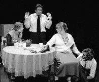 Brent Dawes, Michelle Daigle, Meghan Mesheau and Andrew Jones in “Burnt Offerings” 2003 One Act by Sherry Coffey & Ian LeTourneau (photo: Stephen Moss)
