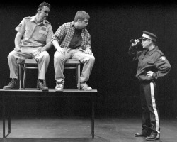 Ryan Griffith, Nicholas Cole and Vivien Zelazny in “¿Dónde está mi cerveza?” 2005 One Act by Patrick Toner (photo: Stephen Moss)